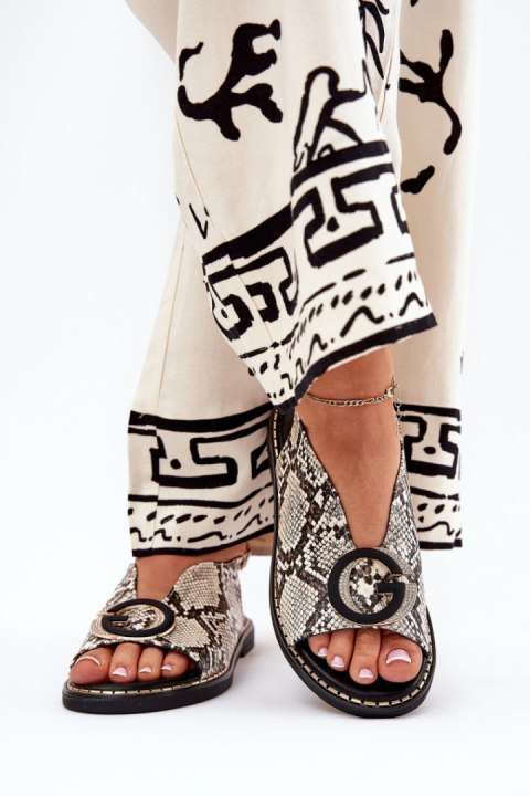 Sandały Model Haliones A8230 Beige/Brown Wąż - Step in style