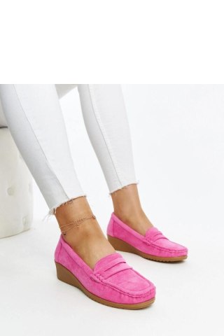 Ciemnoróżowe zamszowe mokasyny na koturnie Sakena - Solea