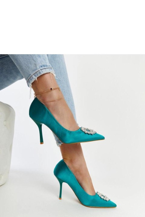Zielone szpilki o satynowym wykończeniu z cyrkoniami Susegana - Solea