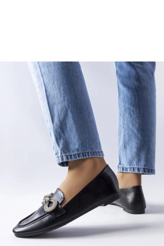 Czarne mokasyny z cyrkoniami Quirion - Solea