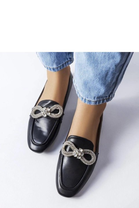 Czarne mokasyny z cyrkoniami Quirion - Solea
