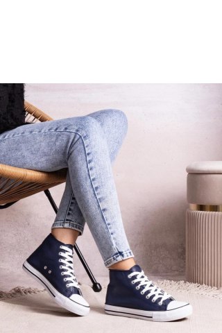 Granatowe wysokie trampki z eco skóry Bonifaca - Solea