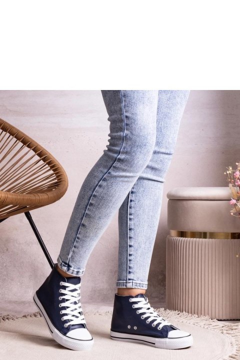 Granatowe wysokie trampki z eco skóry Bonifaca - Solea