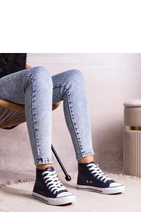 Granatowe wysokie trampki z eco skóry Bonifaca - Solea