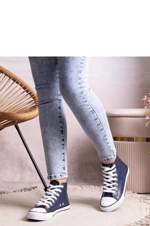 Granatowe wysokie trampki z eco skóry Bonifaca - Solea