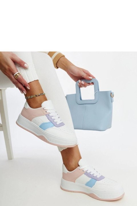 Biało-różowe sneakersy na grubszej podeszwie Rafida - Solea