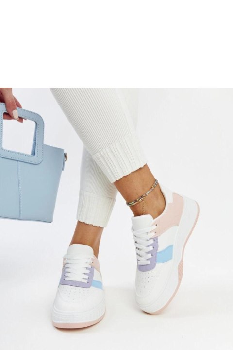 Biało-różowe sneakersy na grubszej podeszwie Rafida - Solea