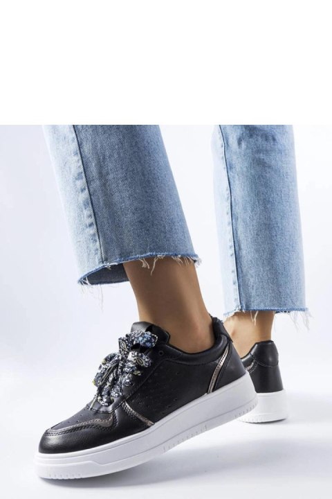 Czarne sneakersy wiązane wstążką Pryor - Solea