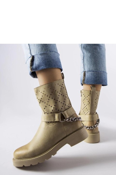 Zielone ażurowe botki z łańcuchem Procopio - Solea