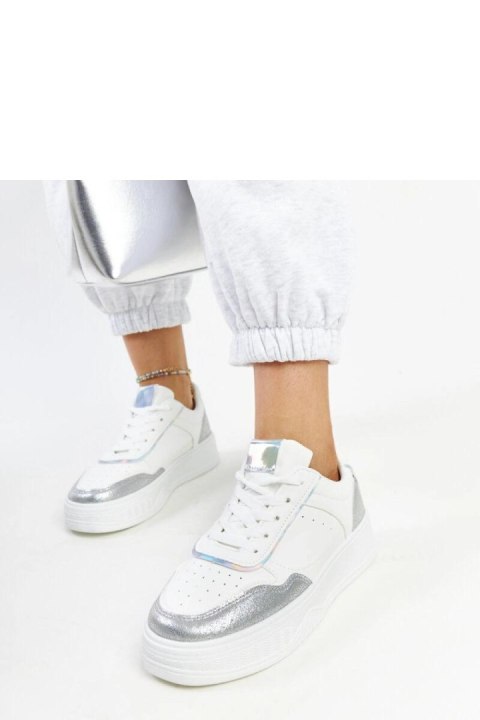Biało-srebrne sneakersy na grubszej podeszwie Rumai - Solea
