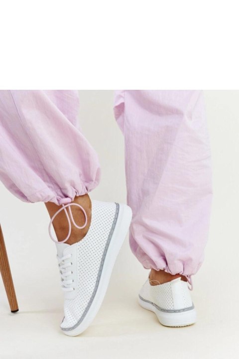 Biało-szare ażurowe tenisówki Biserka - Solea