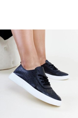 Czarne ażurowe tenisówki Manoek - Solea