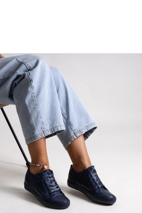 Granatowe ażurowe trampki Safune - Solea