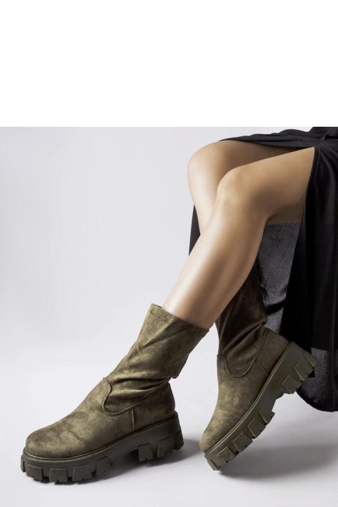 Zielone skarpetkowe botki eko-zamsz Pancrazio - Solea