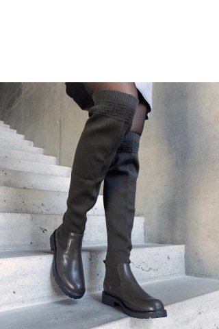 Zielone długie kozaki z elastyczną cholewką Juanra - Solea