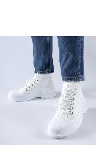 Białe wysokie materiałowe trampki Casalma - Solea