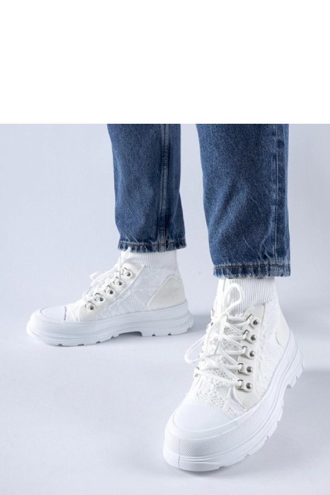 Białe wysokie materiałowe trampki Casalma - Solea