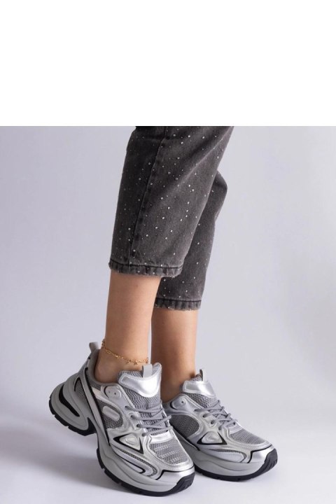 Srebrne sneakersy na masywnej podeszwie Adoma - Solea