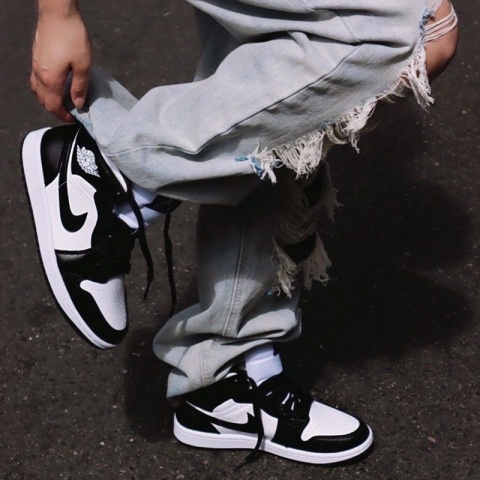 Nike Air Jordan 1 Mid Panda - DV0991-101, Czarny Biały