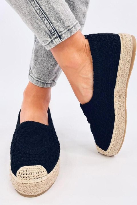 Ażurowe espadryle baleriny DAGONEI BLACK - Inello