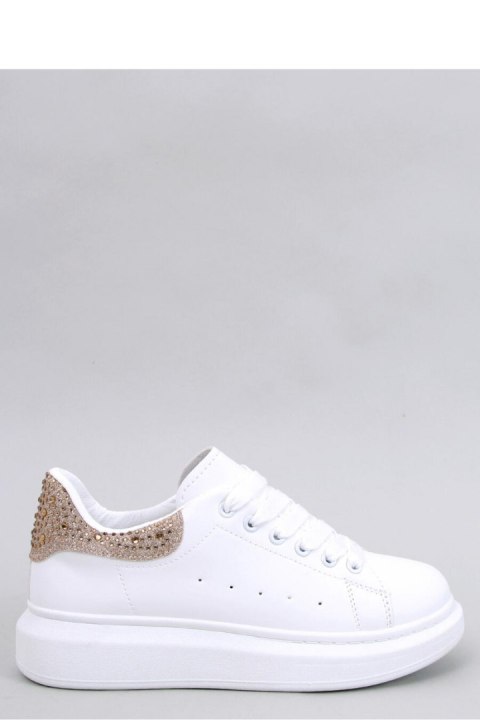 Sneakersy na platformie z cyrkoniami PARKSS WHITE/GOLD - Inello