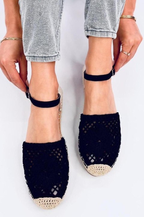 Sandałki ażurowe espadryle PREMAT BLACK - Inello