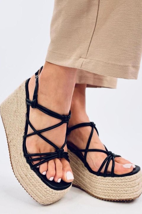 Sandałki espadryle na koturnie PASCAI BLACK - Inello