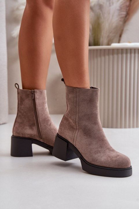 Botki Model Meriluna YK39P Dark Beige - Step in style Botki Model Meriluna YK39P Dark Beige - Step in style