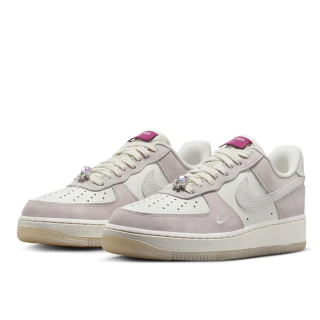 Nike Air Force 1 AF1 NI111A1HJ-A11, beżowe z fioletowymi akcentami