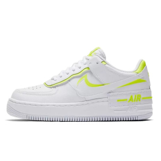 Nike Air Force 1 Shadow 193154404517,biały z neonowymi żółtymi akcentami