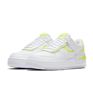 Nike Air Force 1 Shadow 193154404517,biały z neonowymi żółtymi akcentami